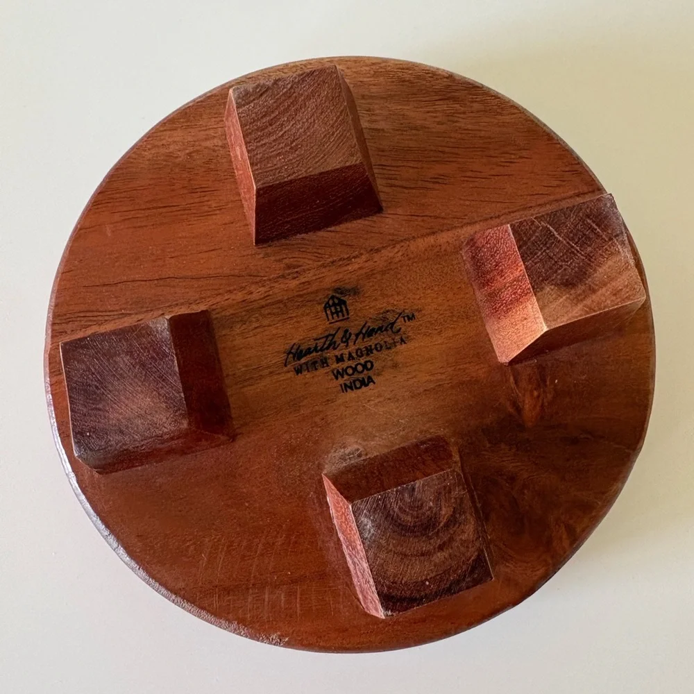 Hearth & Hand Round Wooden Footed Tray - Picture 4 of 4